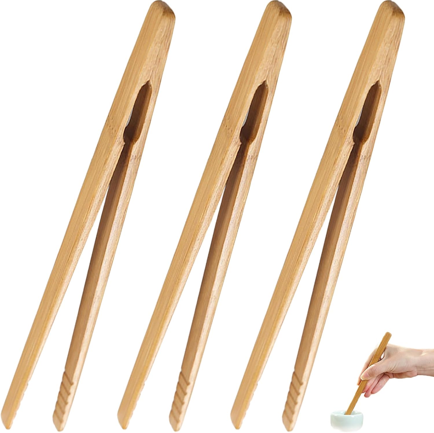 3Pcs Toaster Tongs Wooden Long Reach Toast Tongs Bamboo Toaster Tongs Toast Tongs Heat Resistant Toaster Tongs Wooden Tongs for Toaster Convenient Resistant Toaster Tong for Grilling Bread Cooking.