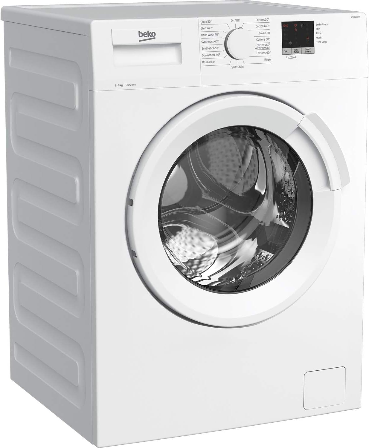 Beko WTL82051W Washing Machine | 8 kg Capacity 1200 rpm Spin Speed | C Rated Energy Class| White Colour, 28 Minute Quick Wash Technology | RecycledTub.