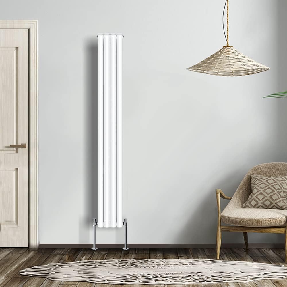 NRG Modern Radiator Black 600x590mm Single Oval Panel Heater Interior Designer Horizontal Bathroom Radiators.