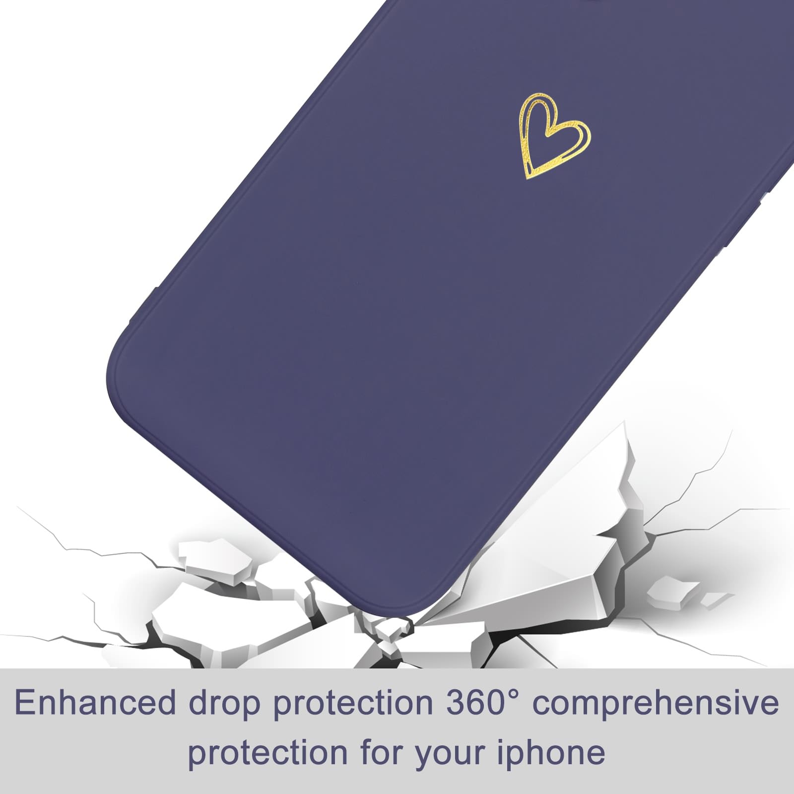 Wirvyuer Compatible with iPhone SE Case 2022/2020, iPhone 8 iPhone 7 Phone Case for Women Girls Silky Soft Protective Shockproof Silicone Phone Case with Cute Heart Pattern Design, Blue.