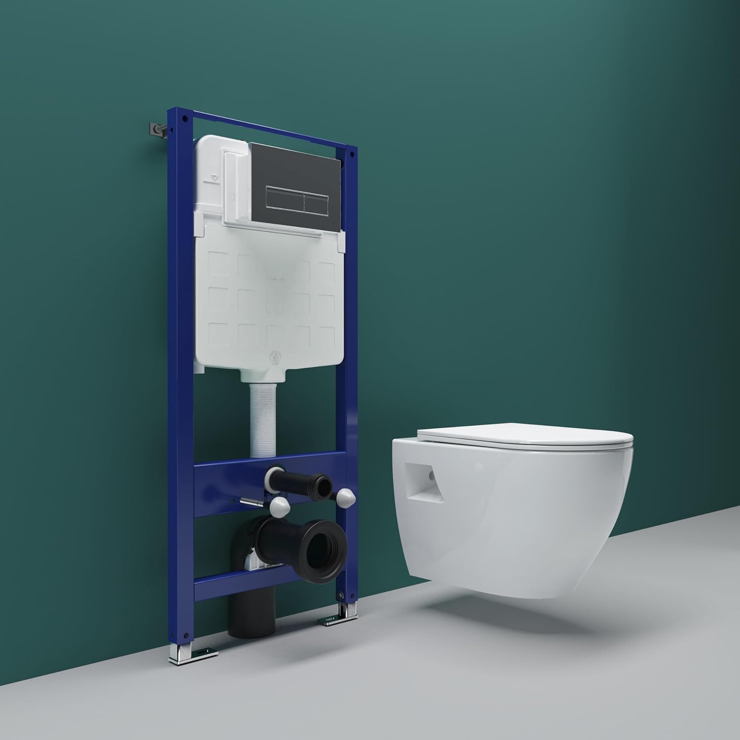 SKY Bathroom 1.14M Concealed Cistern Frame Match Wall Hung Toilet Set.