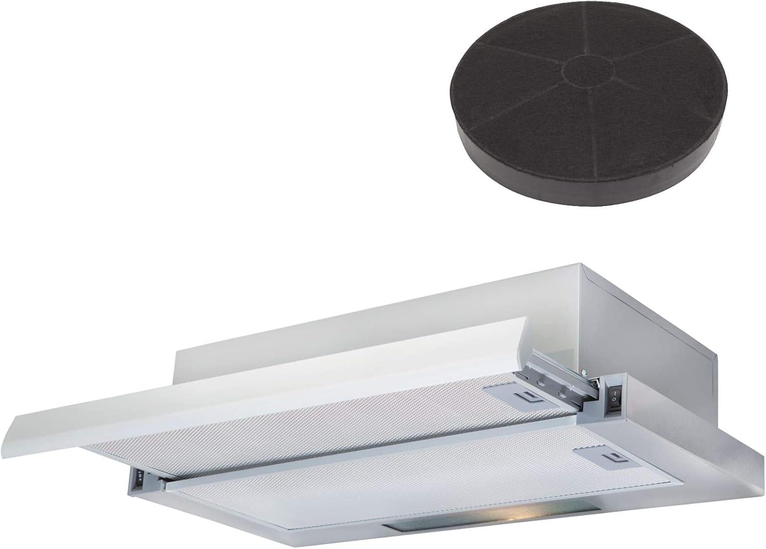 SIA 60cm Stainless Steel Telescopic Integrated Cooker Hood Fan And Carbon Filter.