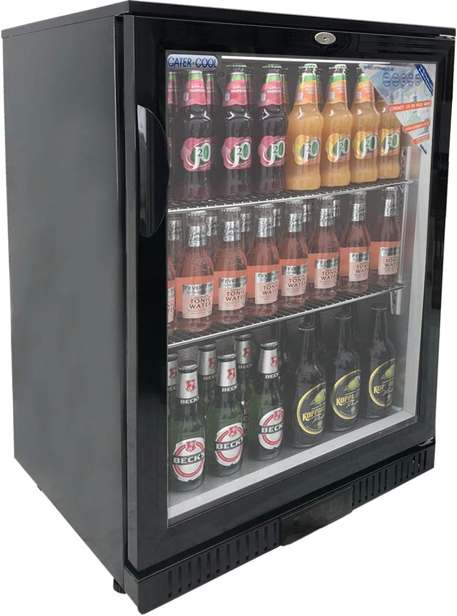 CATER-COOL CK0500LED Single Door Black Bottle Cooler With LED Lighting (UK Mainland Only).