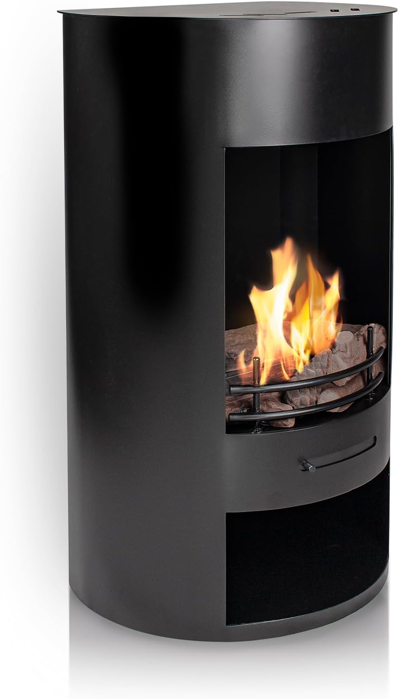 LUNA Black Modern Bioethanol Stove.