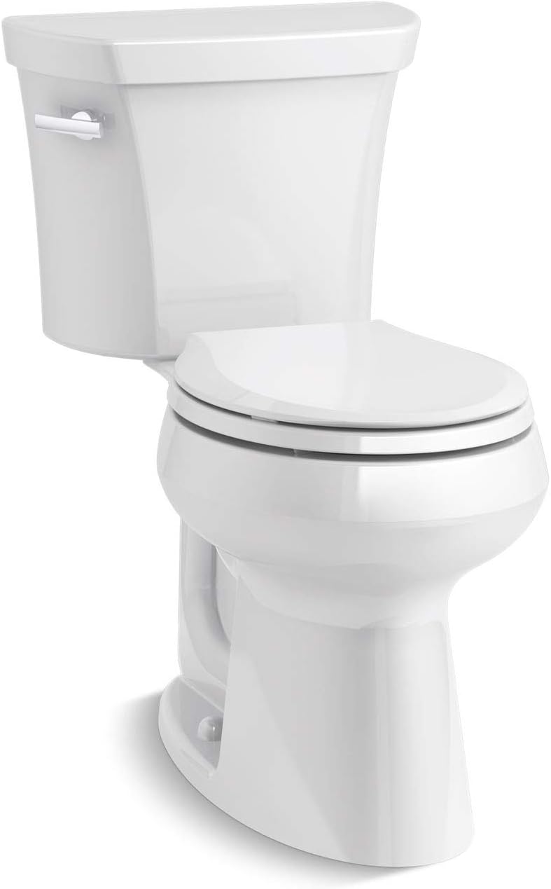 Kohler K-5481-0 Highline Comfort Height Two-Piece Round-Front 1.28 gpf Toilet with Class Five Flush Technology and Left-Hand Trip Lever White.