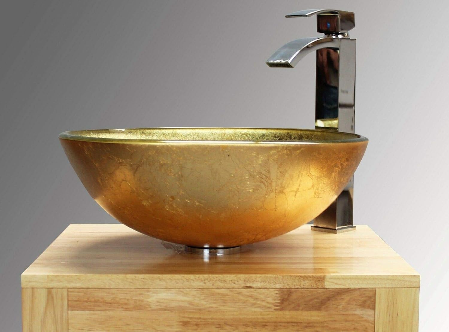 Home Supplies BATHROOM CLOAKROOM COUNTERTOP FLASH GOLD GLASS BASIN SINK.