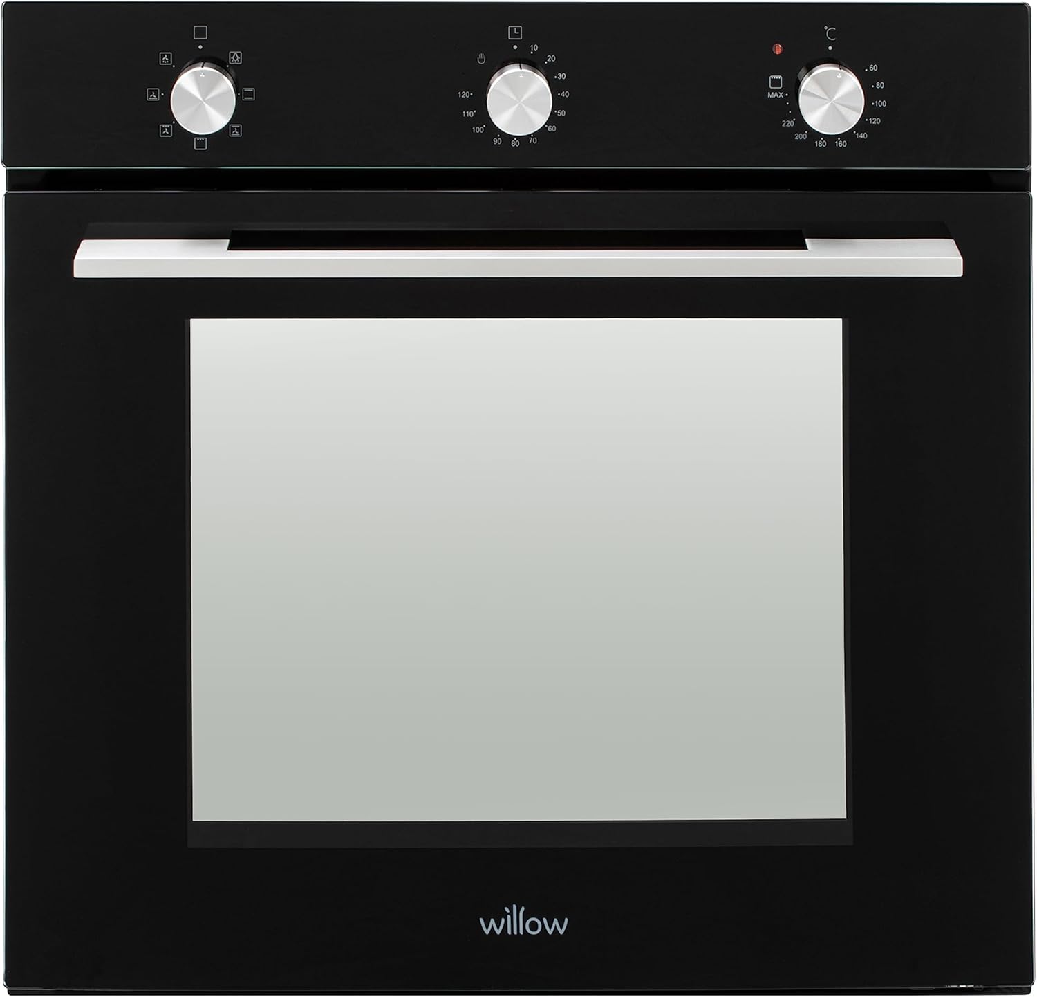 Willow WOF60BK 60cm Fan Assisted Single Oven with 7 Oven Functions, Mechanical Timer, Integrated Grill, 2 Years Warranty - Black.