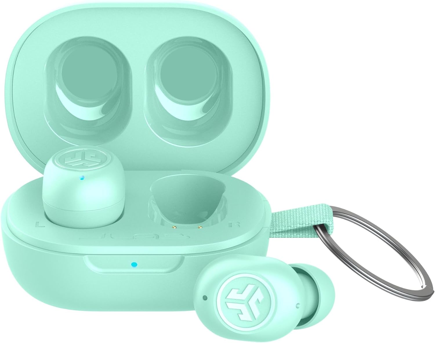 JLab JBuds Mini True Wireless Earbuds, In Ear Headphones, Bluetooth Earphones, Ear Buds with 20H Playtime, Bluetooth Earbuds with Microphone, Charging Case, Multipoint, EQ3 Sound, Aqua Teal.