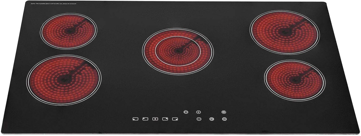 SIA CERH90BL/1 90cm Black 5 Zone Frameless Touch Control Electric Ceramic Hob.