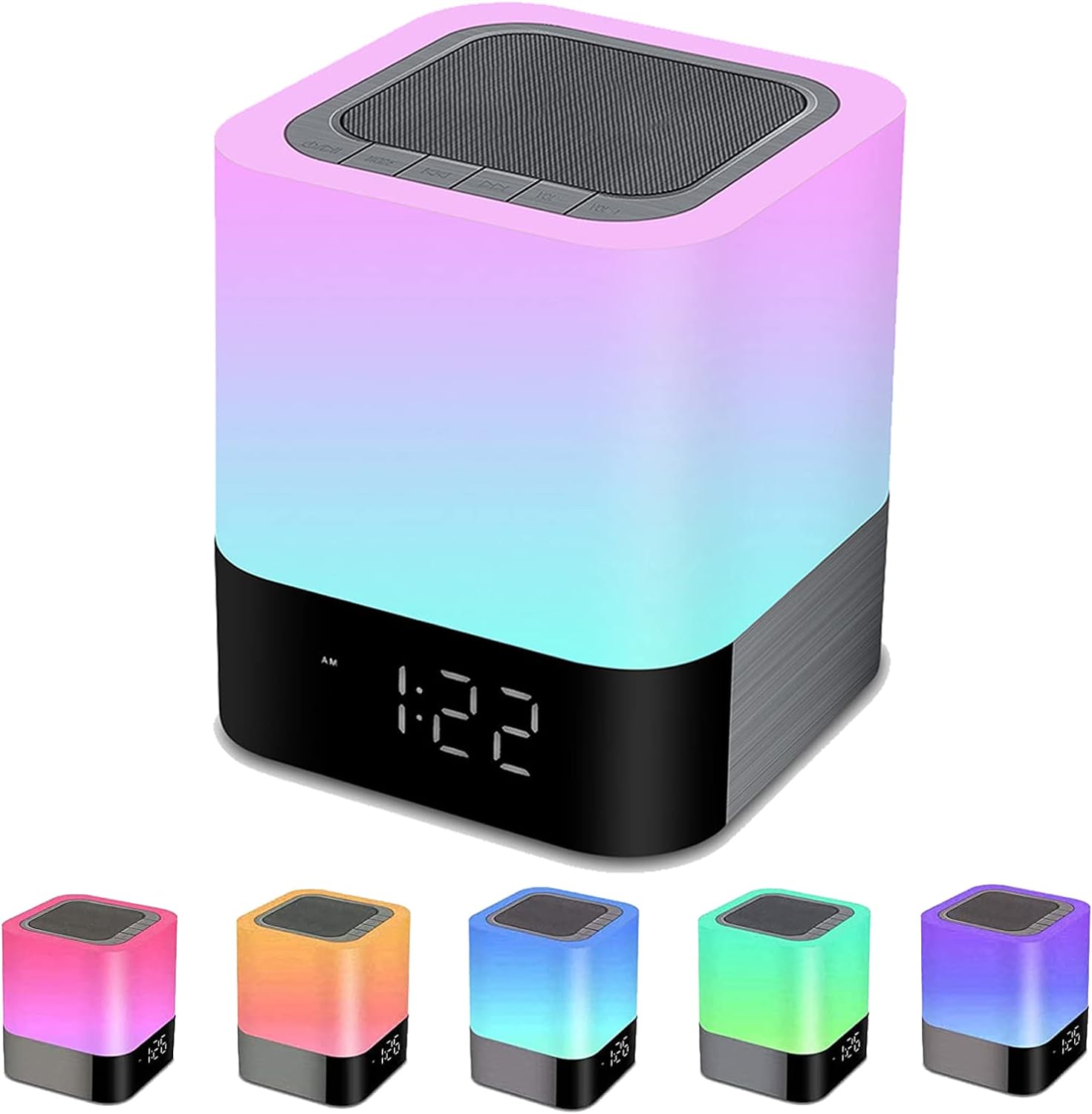 Bedside Lamp with Alarm Clock Bluetooth Speaker, Night Light Bedroom Decor RGB Color Changing Table Lamp, Gifts for Teenage Girls, Boys, Gifts for Women, Kids Birthday Presents Xmas Gifts for her.