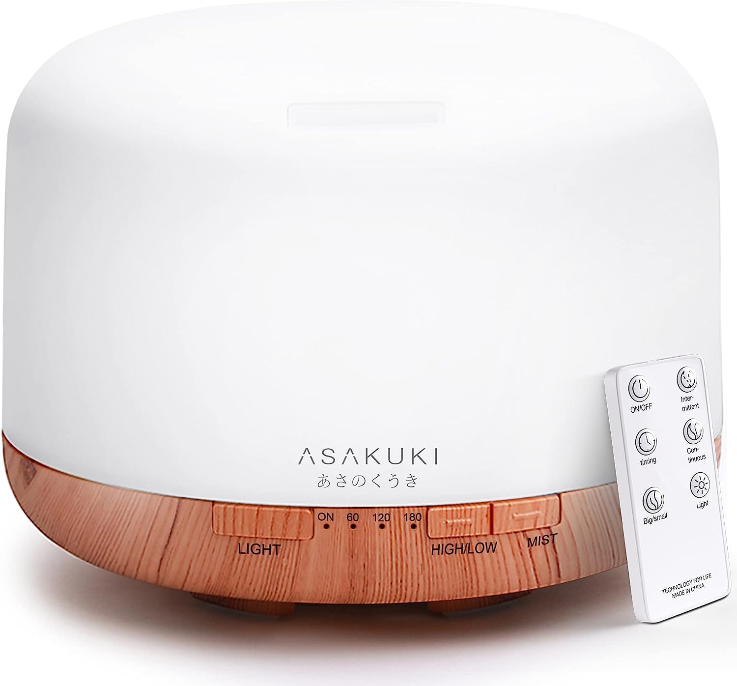 ASAKUKI 500ml Premium, Essential Oil Diffuser with Remote Control, 5 in 1 Ultrasonic Aromatherapy Fragrant Oil Humidifier Vaporizer, Timer and Auto-Off Safety Switch.