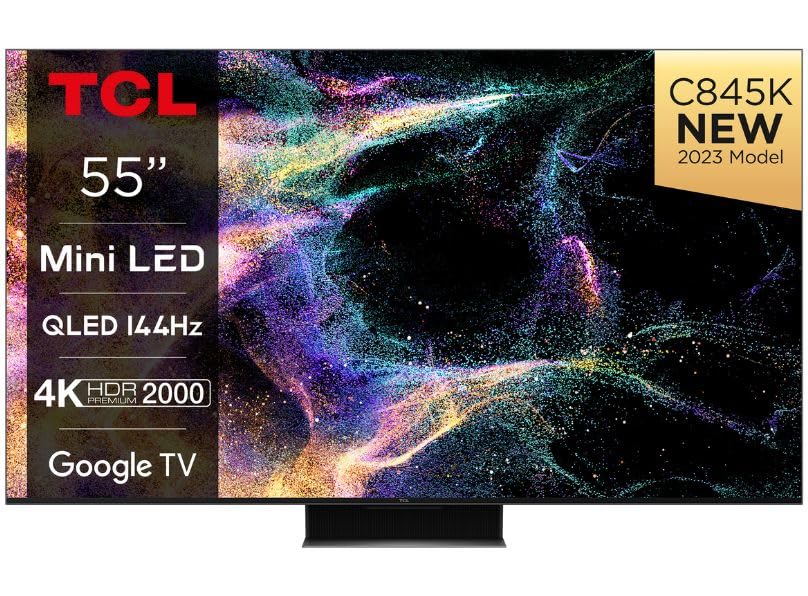 55C845K 55" 4K Ultra HD Mini LED QLED C84K HDR Android Smart TV (Google Assistant, Google TV, Dolby Atmos, 144Hz Motion Clarity Pro, 2.1 Onkyo Sound System) (55").