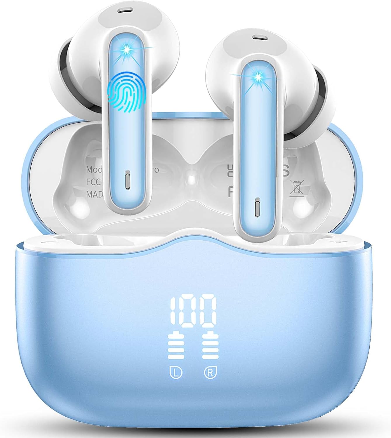 Wireless Earbuds, Bluetooth 5.3 Headphones Wireless Earphones, 2024 In Ear buds Wireless Earbuds, 4 ENC Noise Cancelling Mic Wireless Headphones, IP7 Waterproof, 40H Playtime, Mini Ultra Light, Black.