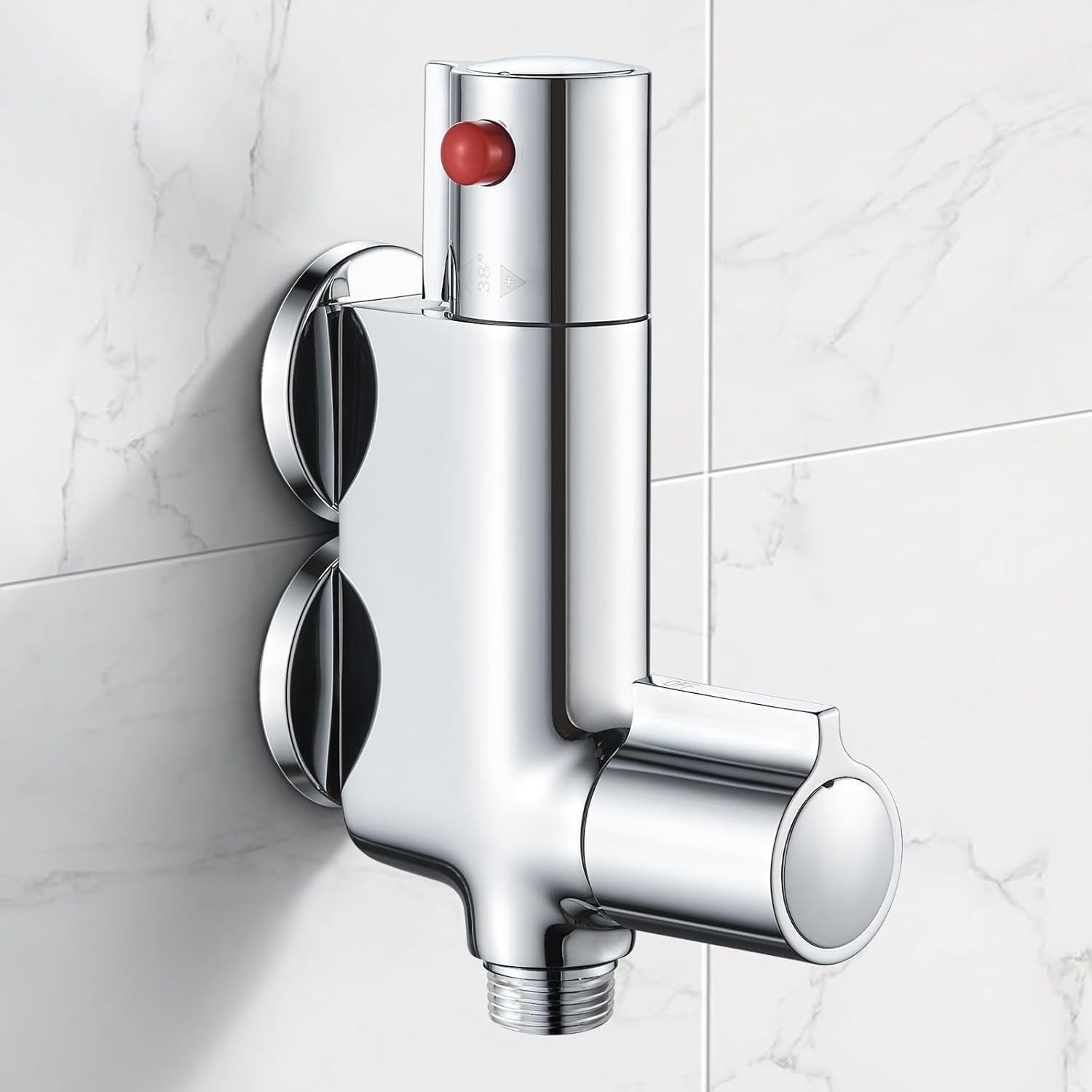 Mini Thermostatic Shower Mixer Bar Caravan Thermostatic Shower Faucet Valve Tap Round 1/2"Outlet, Small Vertical Shower Mixer for Rv, Camper Van, Yacht, Boat, Bidet Tap, Bidet Sprayer, 45mm Centres.