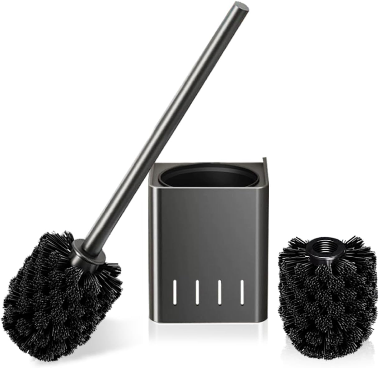 METODIM Toilet Brush and Holder, Bathroom Toilet Brushes Set with 2 Replaceable Brush Head, Toilet Bowl Brushes, Toilet Deep Cleaner Brush with Flexible Bristles, Quick Drying, Anti-drip.