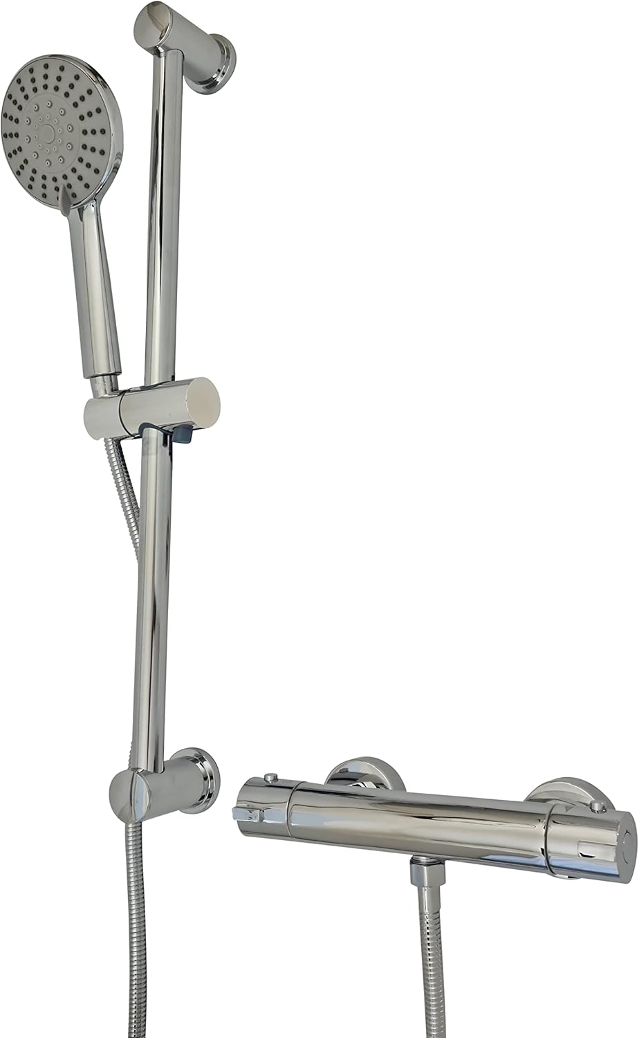 Bathroom Mixer Bar Valve & Kit Chrome Finish Round Thermostatic Bar Shower Set.