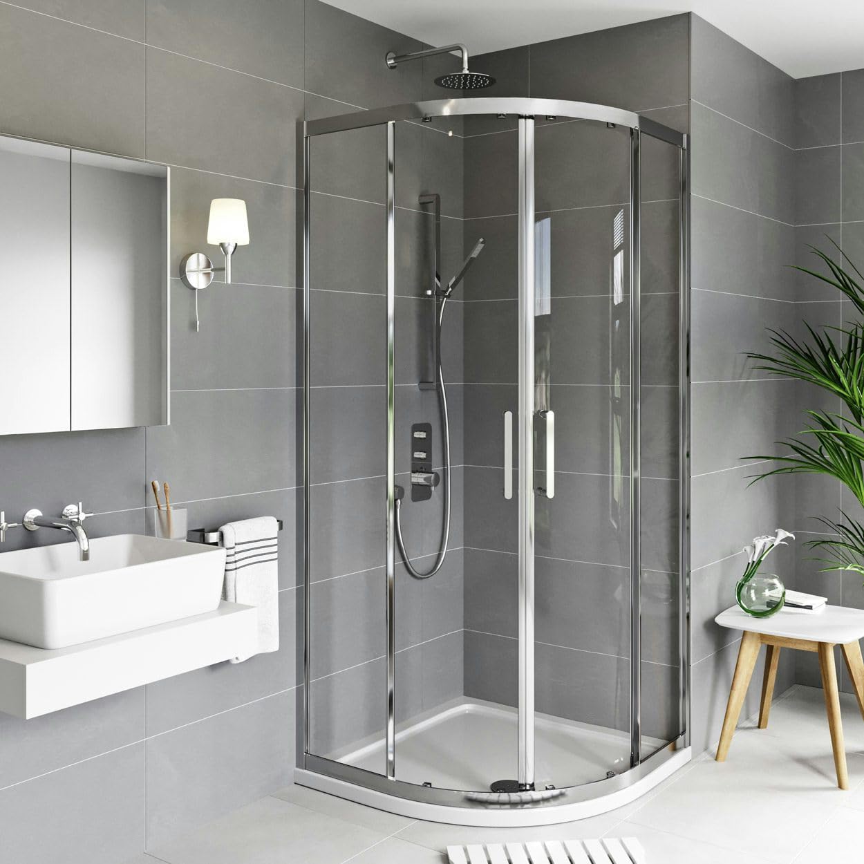 Mode Meier 8mm Framed Quadrant Shower Enclosure 800 x 800 - Silver Quadrant Shower Enclosure, Quadrant Quadrant Shower enclosures, Enclosures.