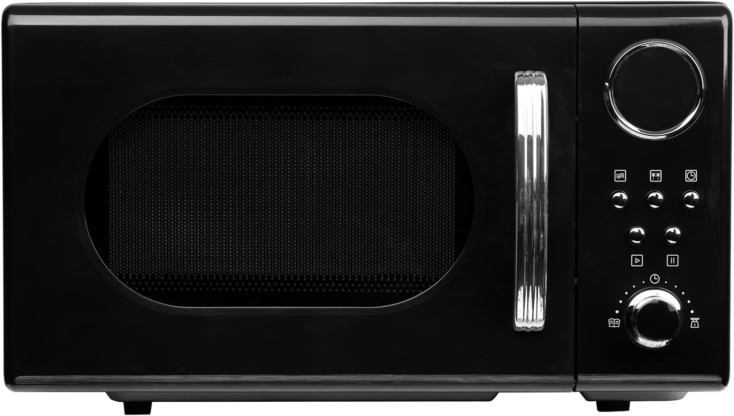 20L Retro Freestanding Microwave In Black 700W Digital Timer - SIA FRM20BL.