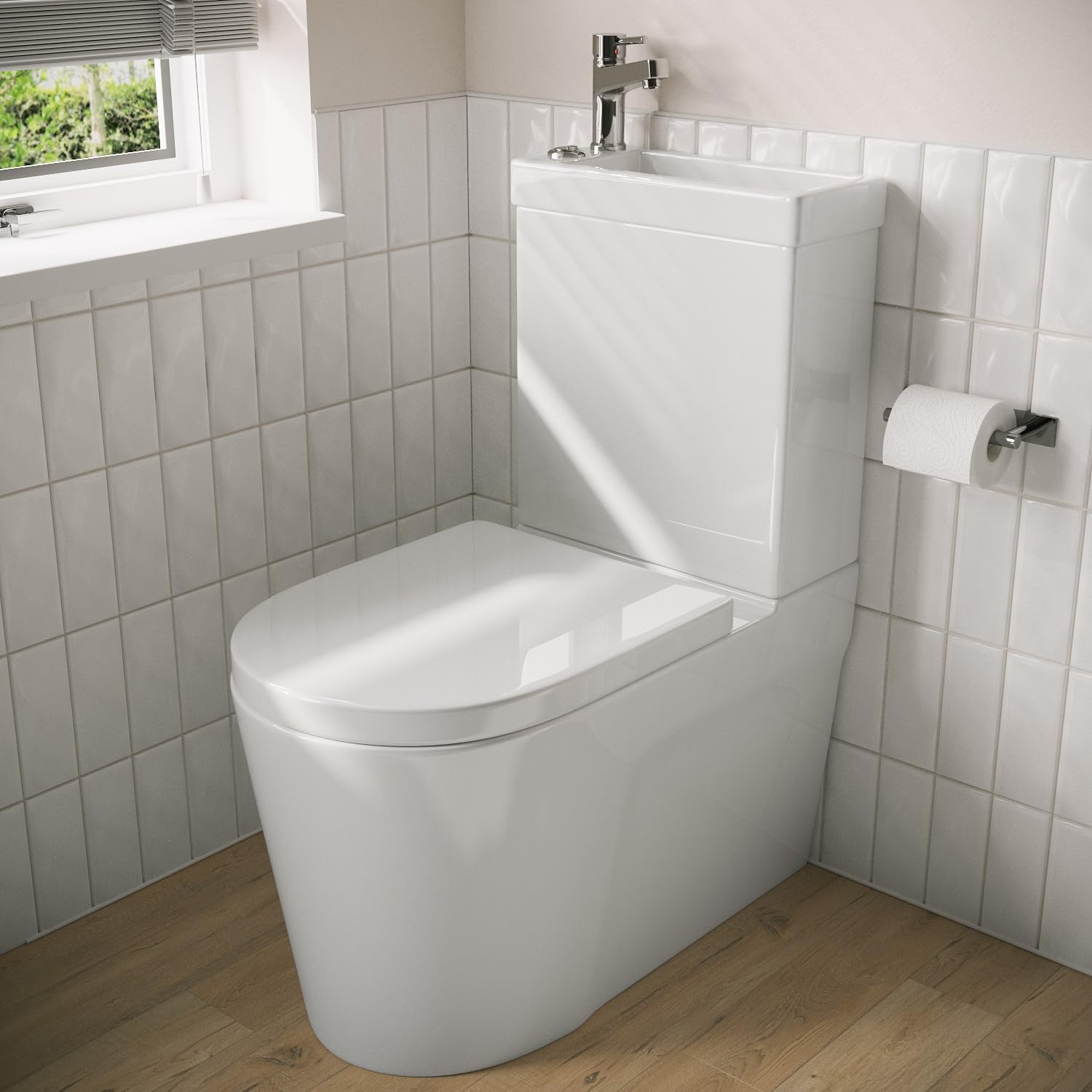 Legend Close Coupled Toilet with Sink on Top.