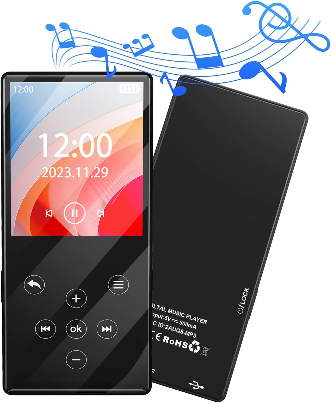 Lvcdodvd MP3 Player Bluetooth 5.0 with 64GB MP3 Player with Speakers Support FM Radio Recorder TF Card.