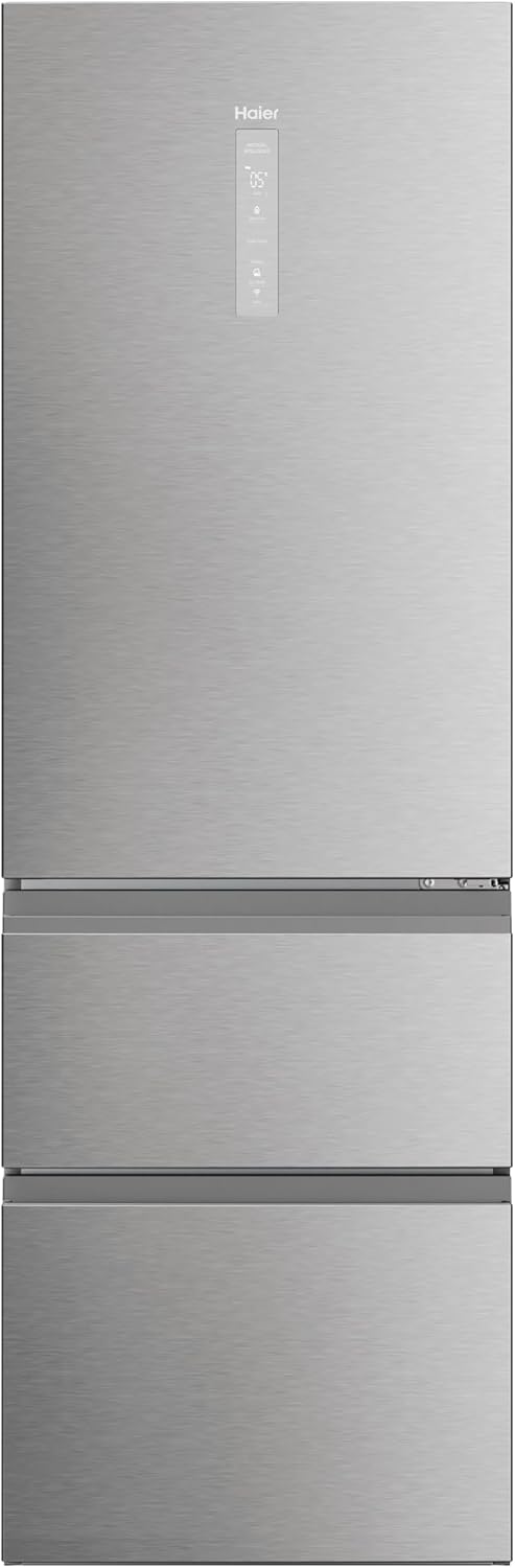 Haier HTR3619FWMG 3 Door Fridge Freezer with Non Plumbed Water Dispenser F Rated Silver - F Rated.