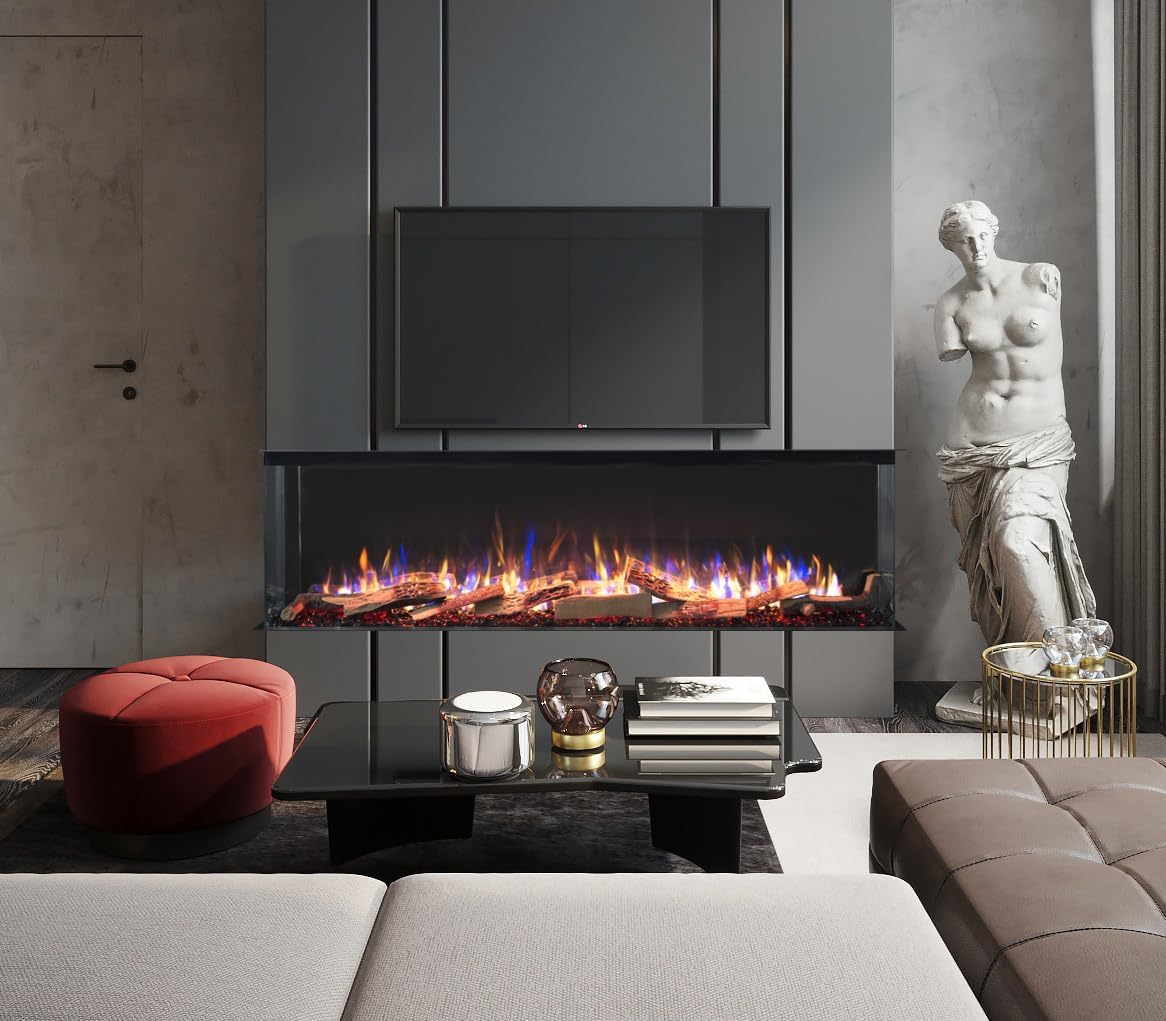 2024 TruFlame PREMIUM 72inch wide 3 sided Built in Fireplace.