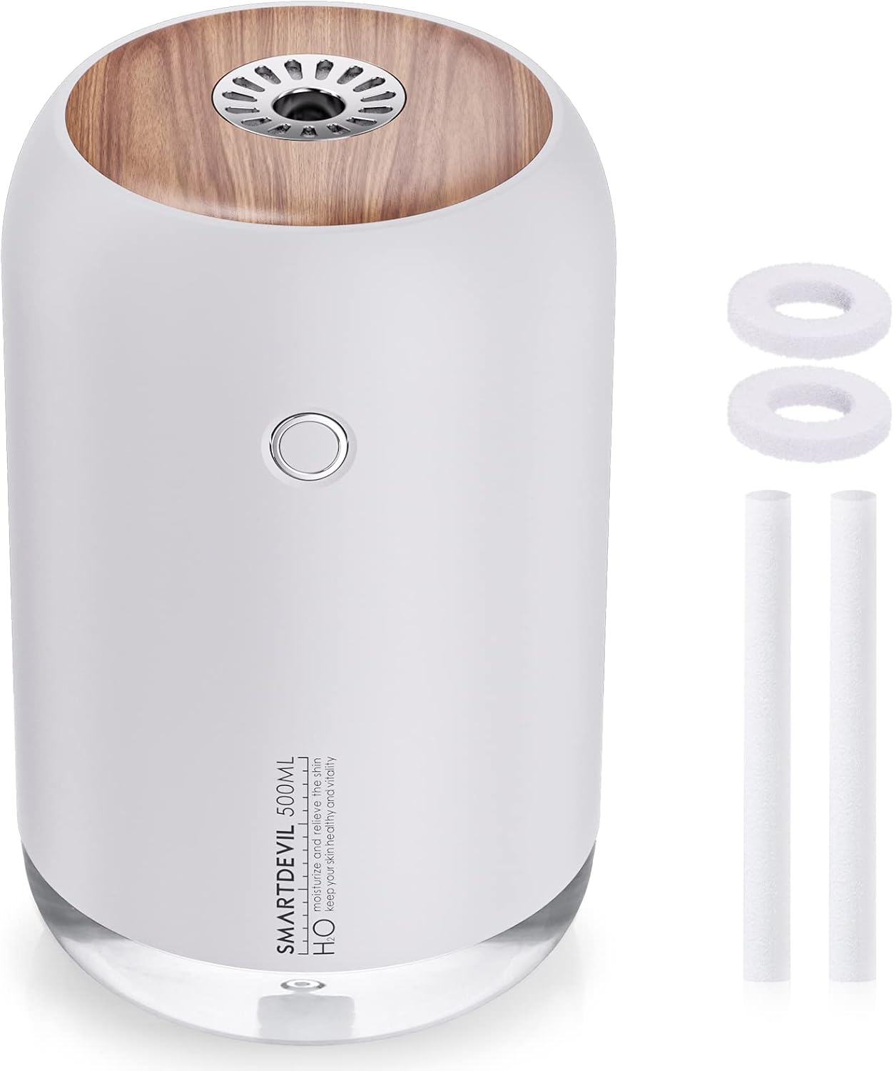 SMARTDEVIL Humidifiers 500ml for Bedroom, Small Desk Humidifier, USB Personal Desktop Humidifier for Bedroom, Office, Travel, Plants, Auto Shut-Off, 2 Mist Modes, Super Quiet, White.