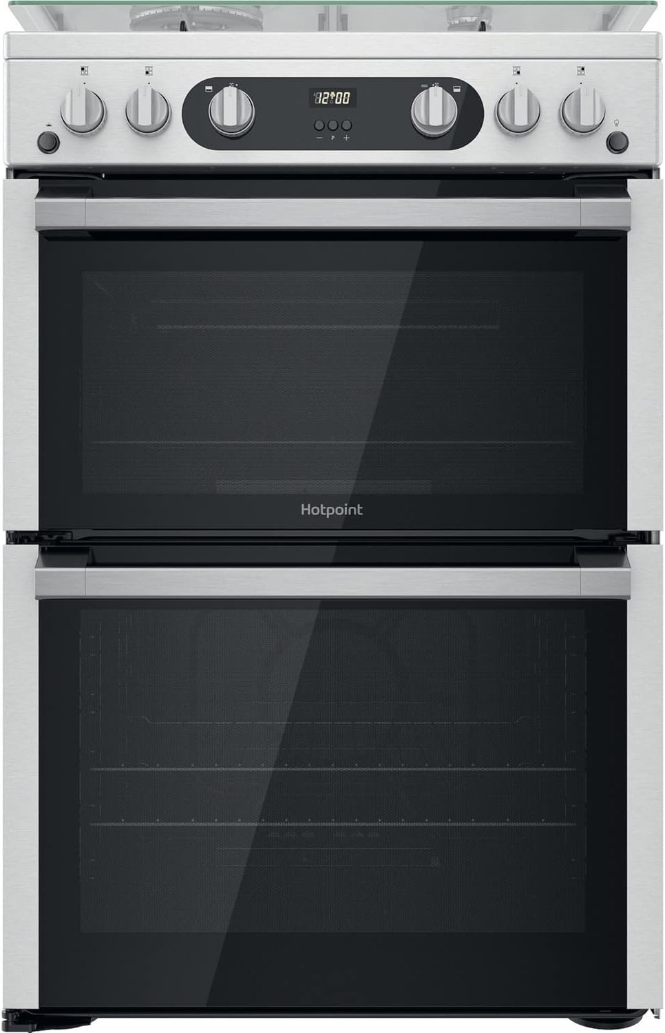 Hotpoint 60cm Double Oven Gas Cooker - Stainless Steel.