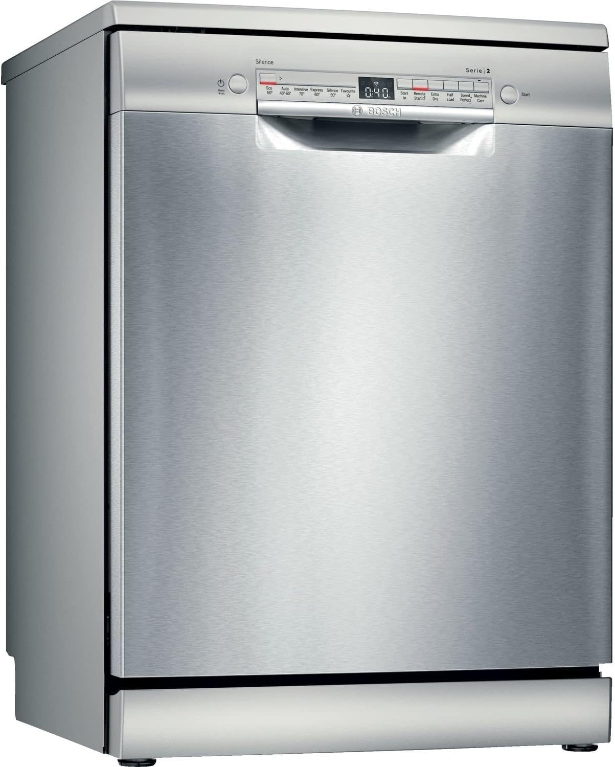 Bosch Home & Kitchen Appliances Bosch SMS2HVI66G Dishwasher, 13 place settings with Extra Dry, SpeedPerfect+, Wifi Enabled with Home Connect, Silver, Freestanding.