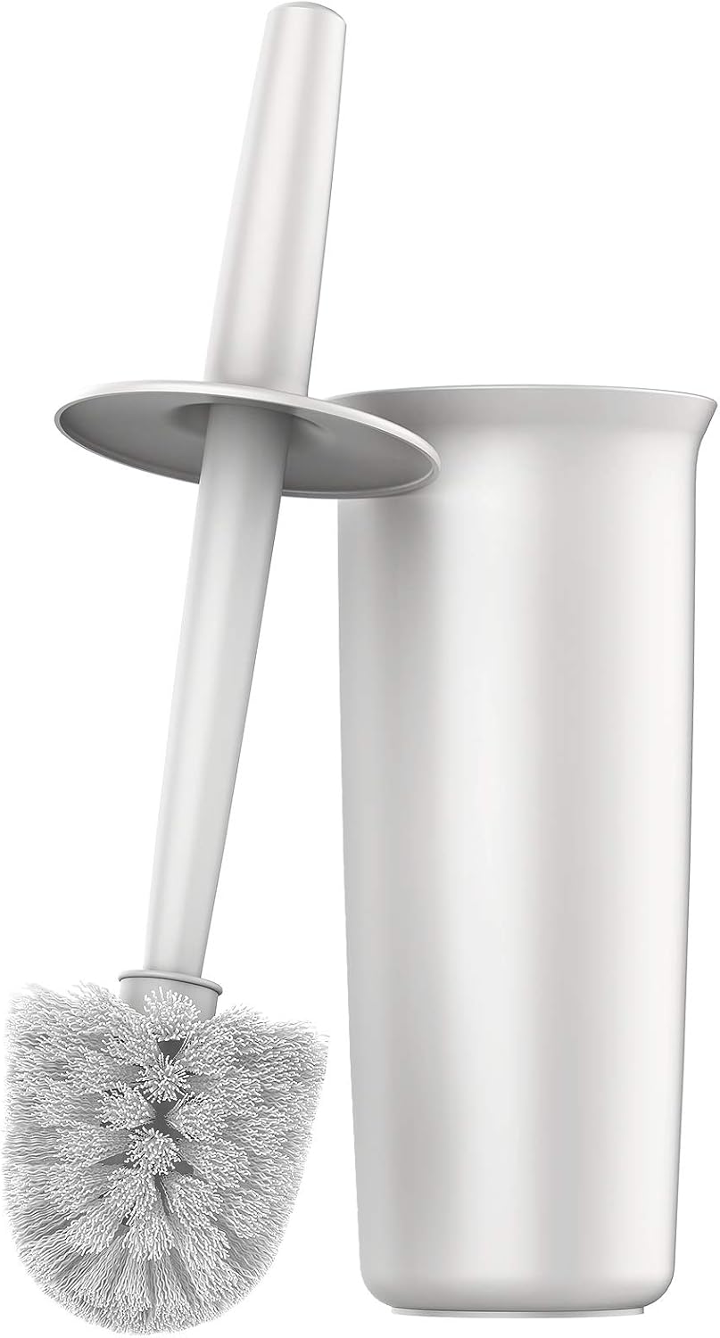 MR.SIGA Toilet Bowl Brush and Holder for Bathroom, White, 1 Pack.