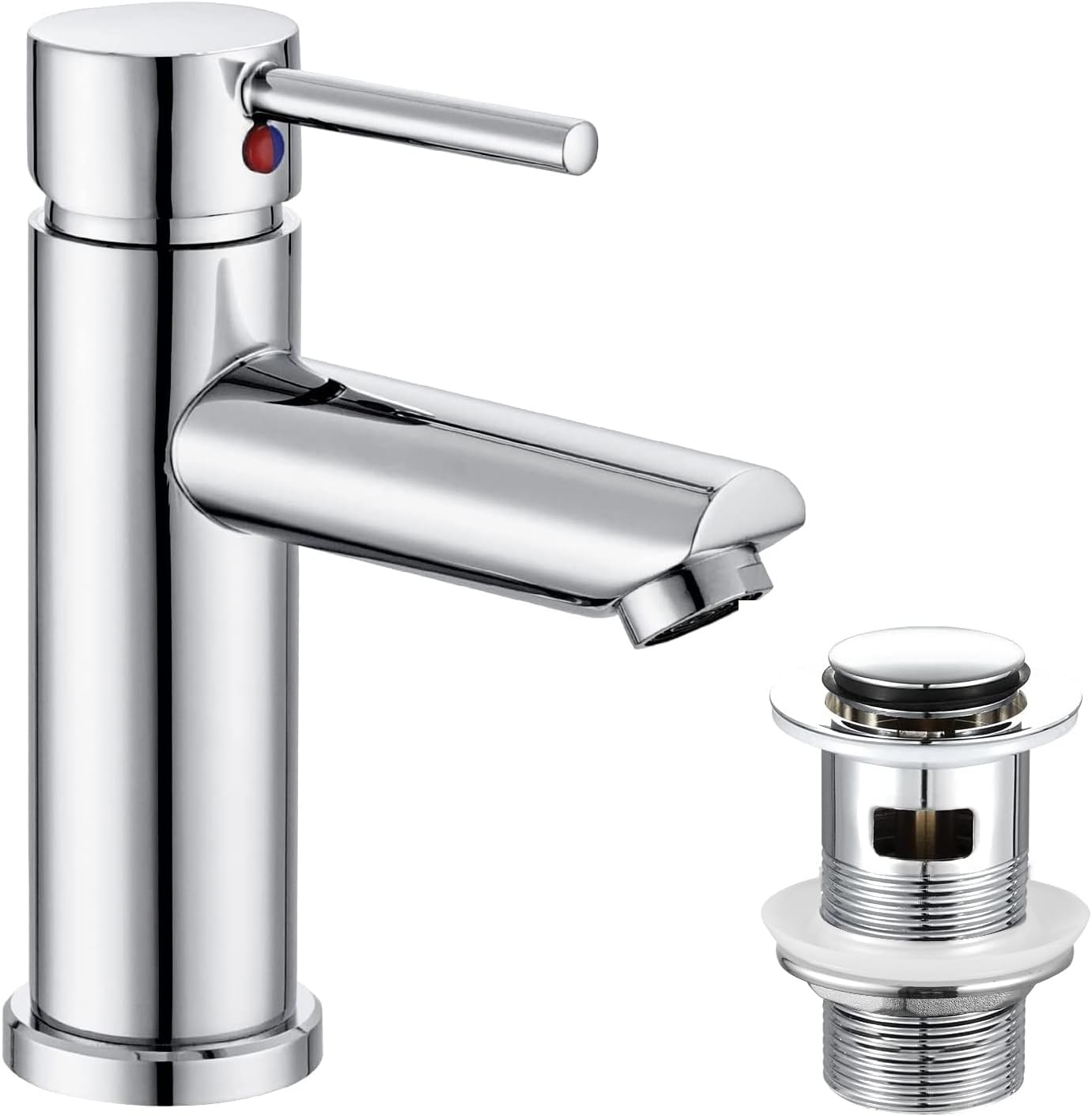 Hapilife Bathroom Sink Washroom Basin Single Lever Chrome Brass Mixer Tap with Pop Up Waste.