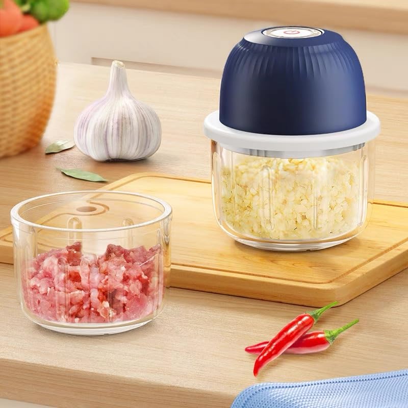 2 in 1 Electric Mini Garlic Chopper, More Powerful Wireless Garlic Press Chopper,Portable 350ml Cups Garlic Blender For Vegetable,Fruit,Waterproof Silicon Surface 350ML.