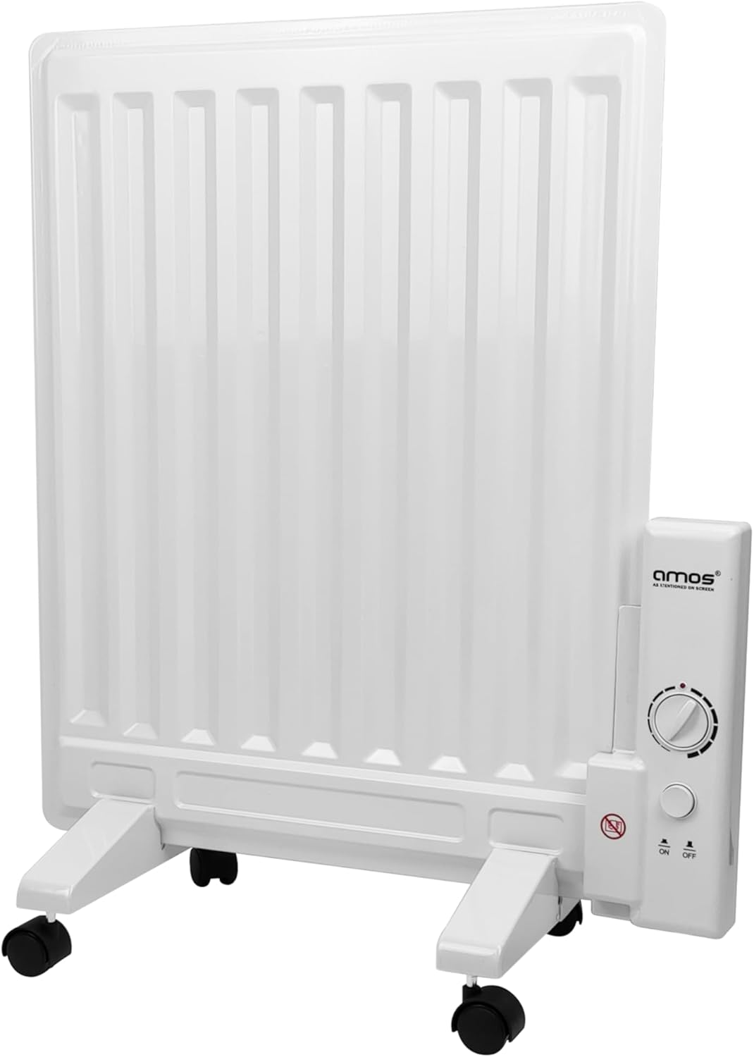 AMOS® 400W Energy Efficient Free Standing Oil Filled Panel Radiator with Adjustable Temperature Thermostat Compact Slim Home Office Electric Heater.