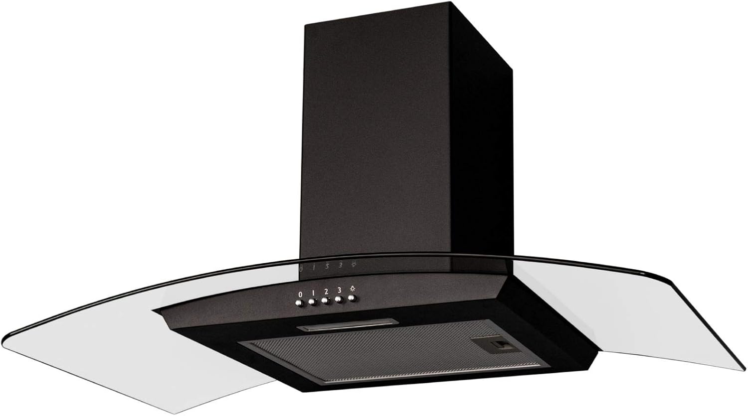 SIA CGH80BL 80cm Curved Glass Chimney Cooker Hood Extractor Fan In Black.