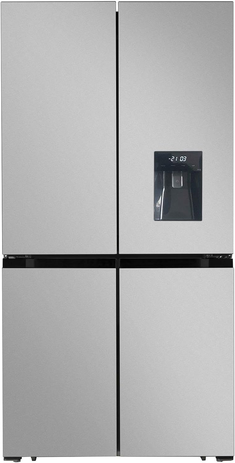 4 Door Fridge Freezer In Silver, 490L, Inverted Motor With Non-Plumbed Water Dispenser - SIA SXD505IXE.