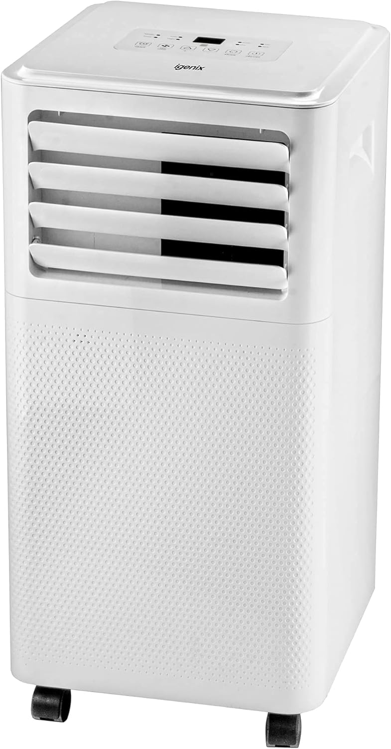 Igenix IG9907 7000 BTU 3-in-1 Portable Air Conditioner, Cooling, Fan & Dehumidifier Functions, 24 Hour Timer, Remote Control & Window Venting Kit Included.