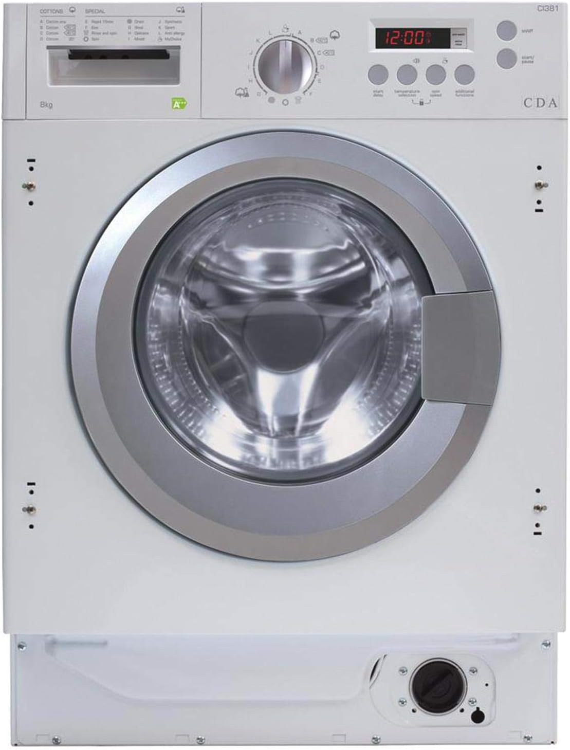 CDA CI381 White 8kg Fully Integrated 1400rpm 16 Program Washing Machine A+++.