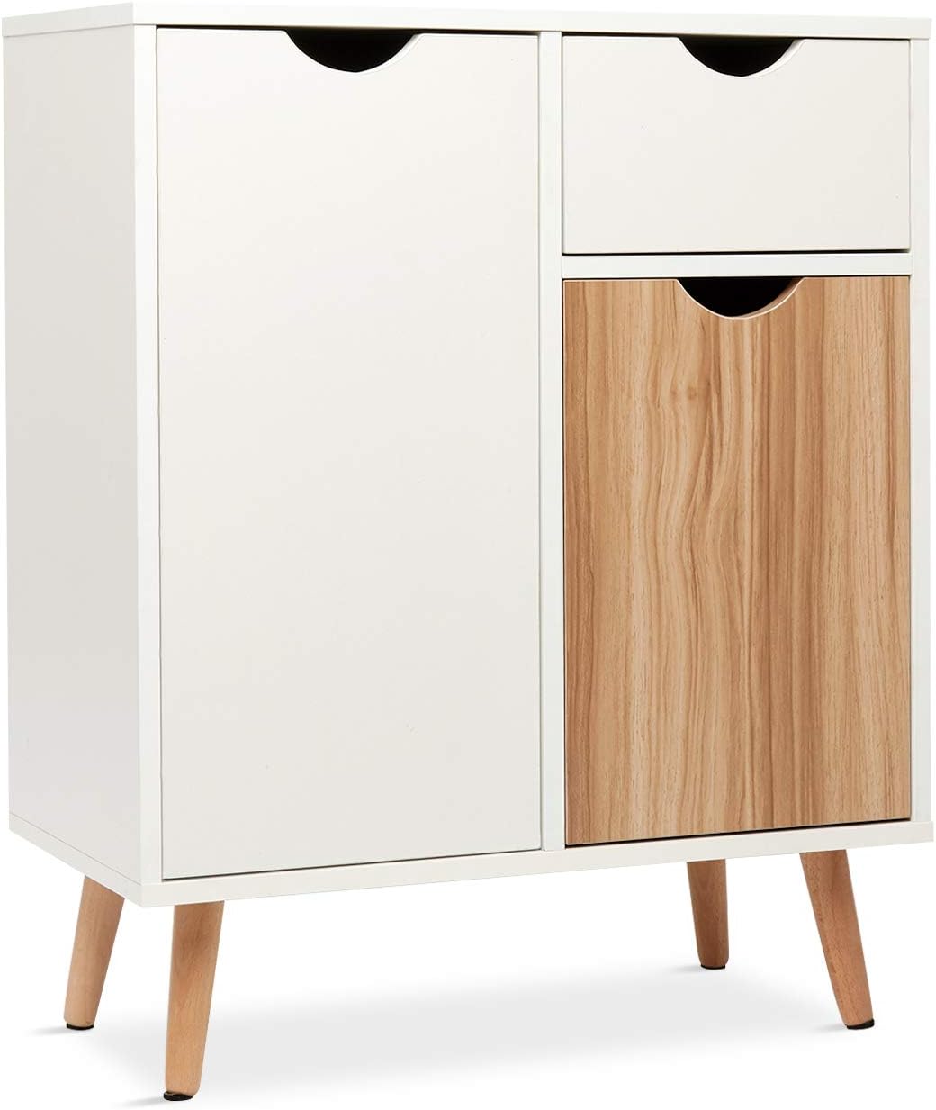 Mondeer Sideboard Storage Cabinet, Cupboard with Drawer and 2 Doors Free Standing Wooden for Living Room Bedroom Kitchen.