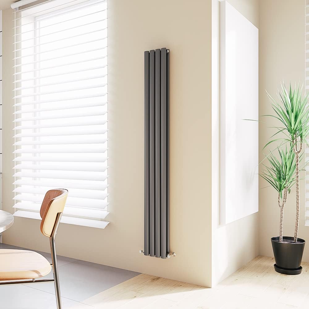 Horizontal Radiator Oval Column Designer Central Heating Rad 600x1593mm Double Anthracite.