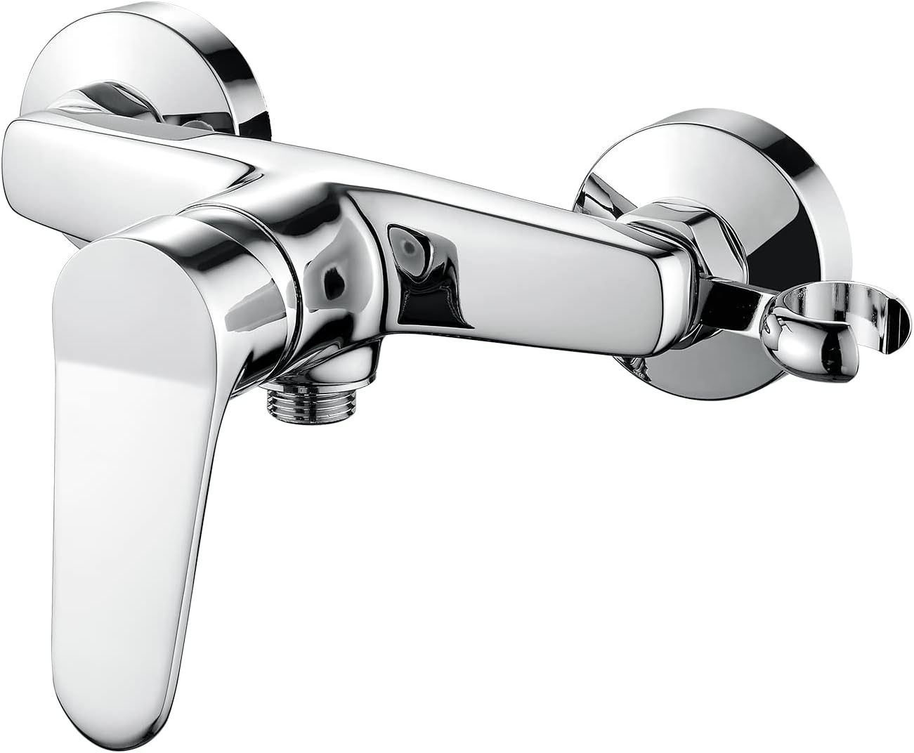 Ibergrif Shower Mixer Valve Wall Mounted, Shower Faucet Single Lever Shower Mixer Bar, with Shower Head Holder, Chrome Finished, Silver M12059-1.