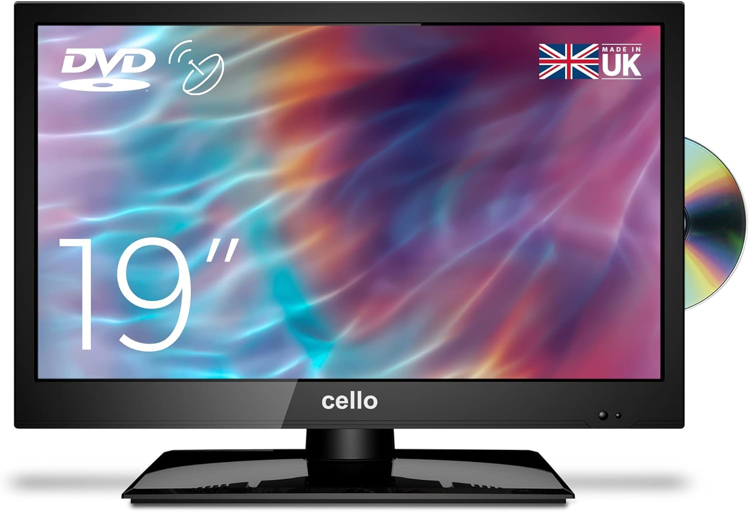 Cello ZSF0291 19" inch LED TV Built in DVD Freeview HD with Satellite Receiver DVB-S2 with HDMI and USB for recording from Live TV, Great to fit in small spaces Made In The UK.