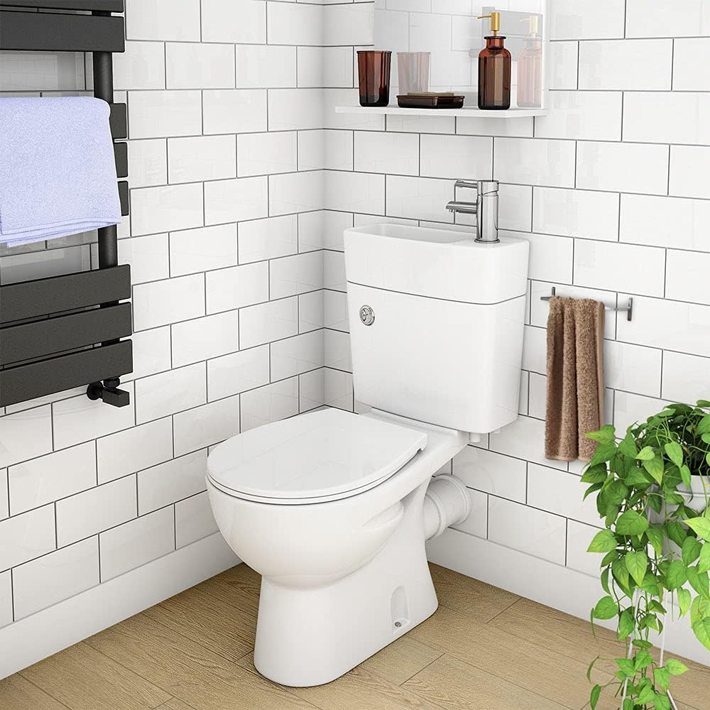 2 in 1 Compact Basin and Close Couple Toilet Combo Space Saver.