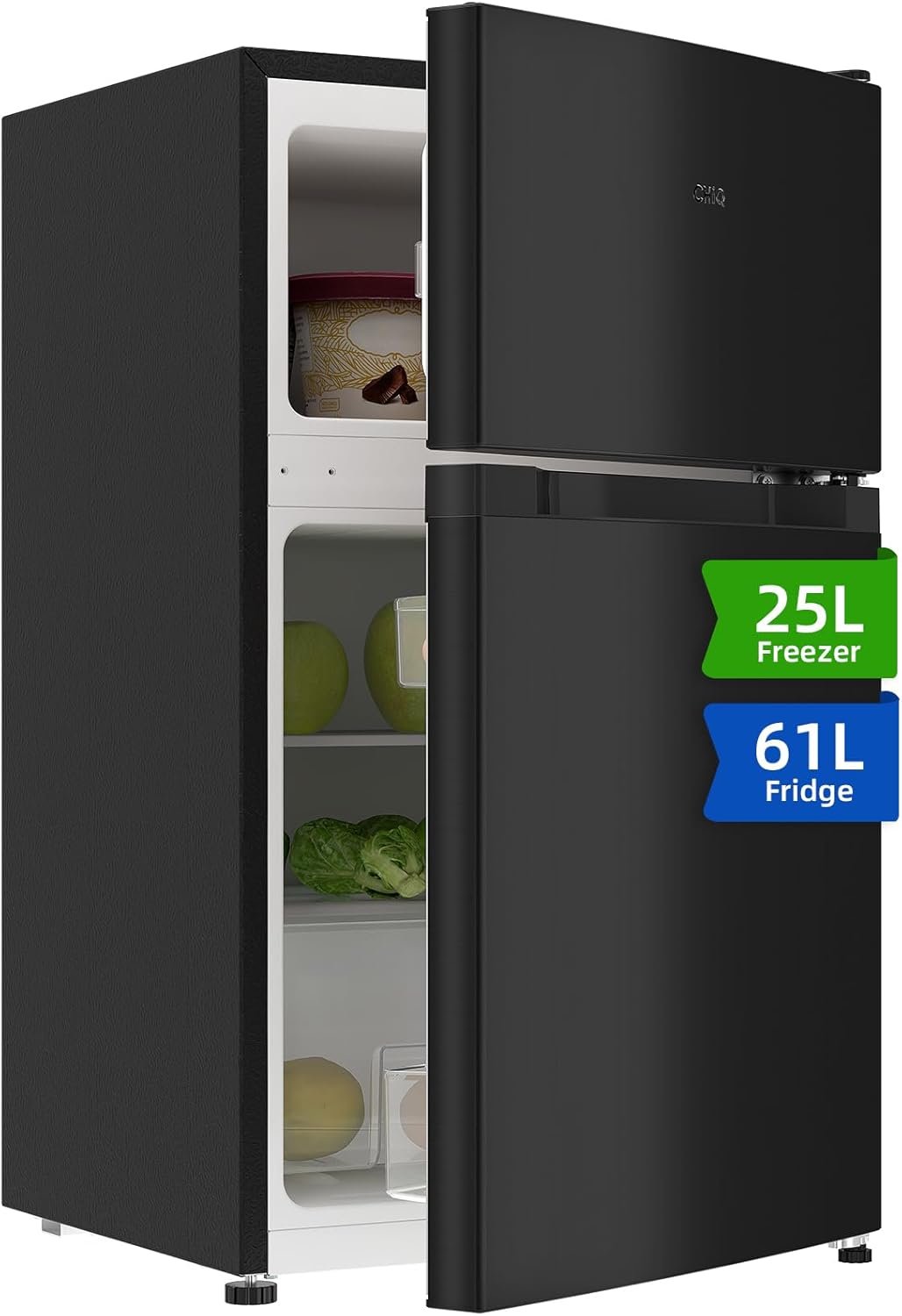 CHiQ FBM157L4EU, Fridge Freezer, 157L, 70/30, 12-Year Compressor Service, Low Frost, E, 39 dB, 48cm Wide 144cm Tall, Black.