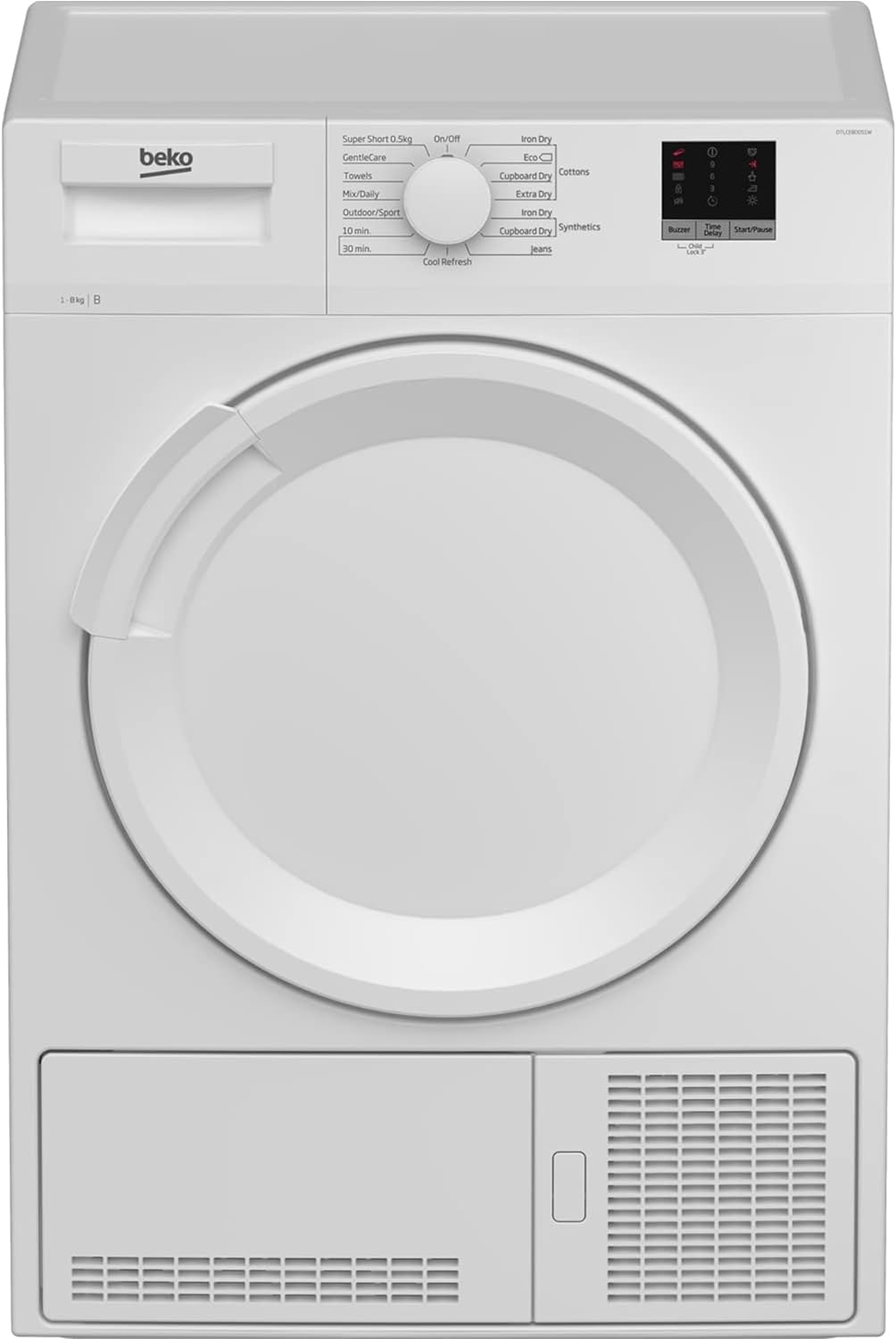 Beko DTLCE80051W Tumble Dryer | 8 kg Capacity Condenser Dryer | White Colour | B Energy Class.