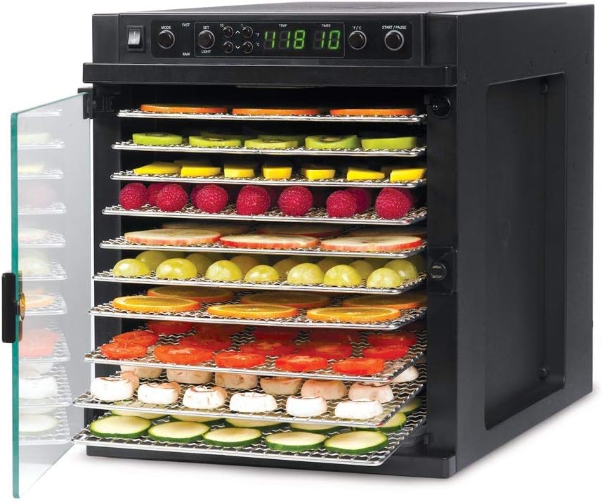 Tribest Sedona Express, Food Dehydrator with Digital Controls & Two Stage Temperature Timer, Includes 11 Stainless Steel Trays.