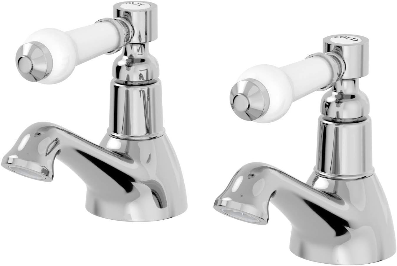 Bathroom Traditional Hot and Cols Basin and Bath Tap Set with Ceramic Levers.