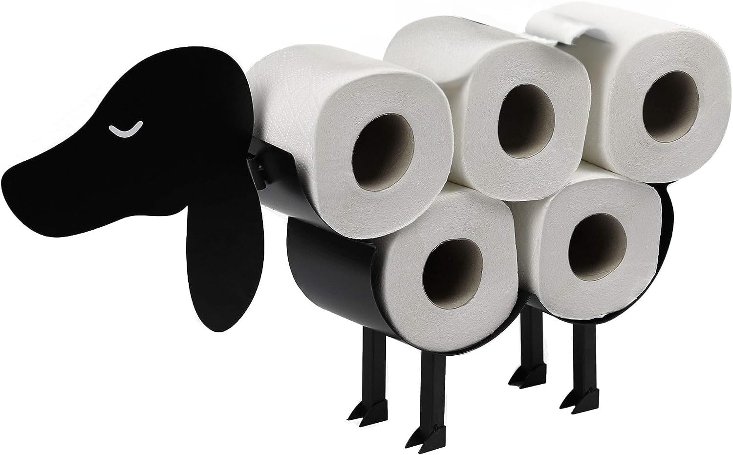 Novelty Toilet Roll Holder Dog | Free Standing Toilet Paper Stand | Metal Toilet Accessory | Fun Bathroom Accessories | Wall Mounted | Pukkr.