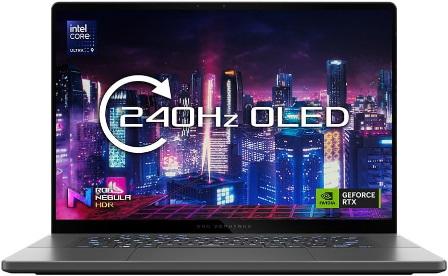 ASUS ROG Zephyrus M16 OLED 16.0" WQXGA 500nits 240Hz Gaming Laptop (Intel Core Ultra 9-185H, NVIDIA GeForce RTX 4080, 32GB RAM, 2TB PCIe SSD, Windows 11).