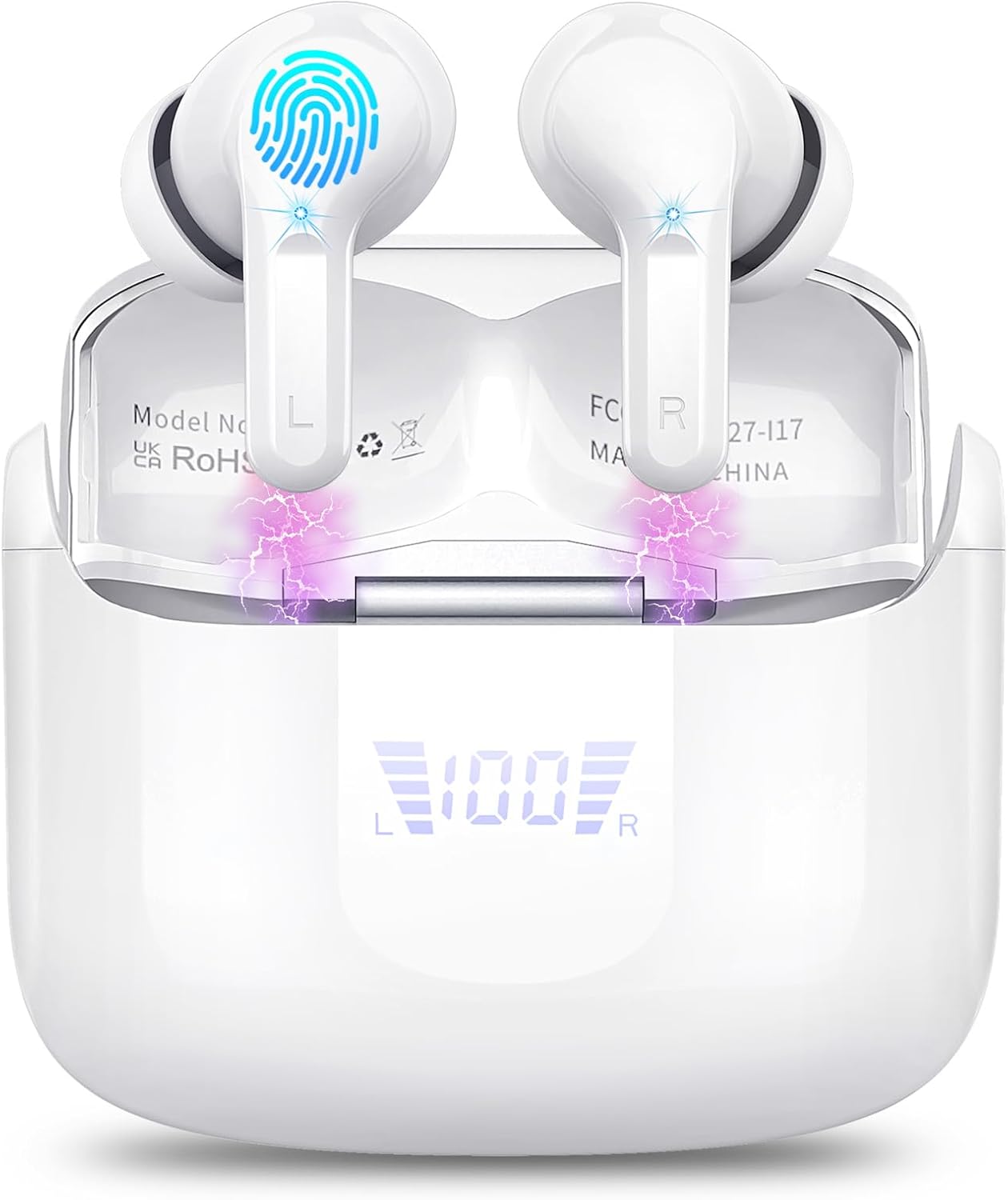 Wireless Earbuds, Wireless Headphones Bluetooth 5.3 Headphones with 4 ENC Mic, NEW 40H Bluetooth Earphones in Ear Deep Bass Noise Cancelling Bluetooth Earbuds Mini Ear Buds IP7 Waterproof LED Display