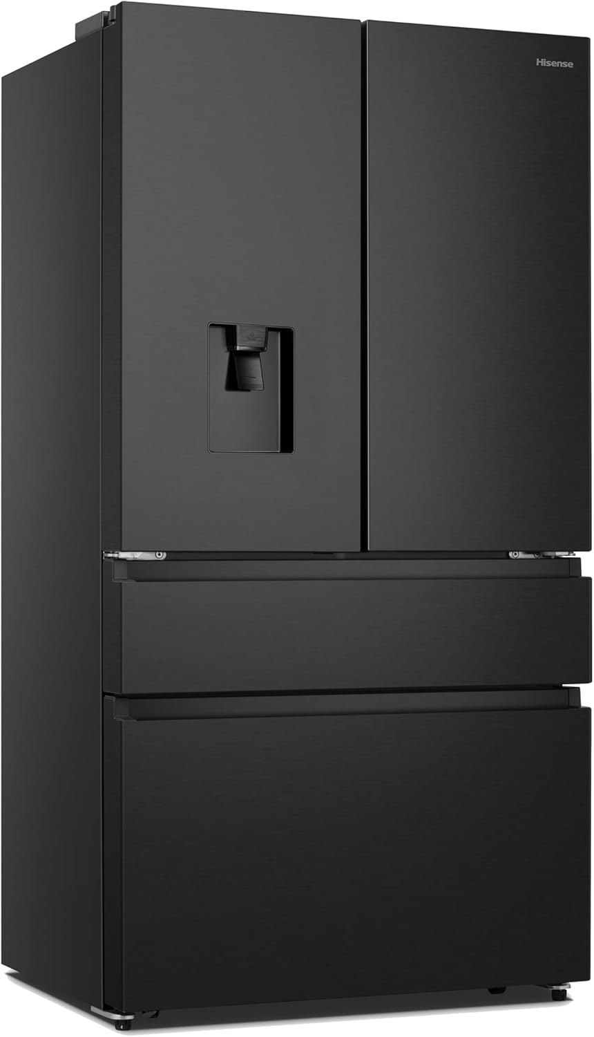 Hisense PureFlat RF749N4SWFE Non-Plumbed Frost Free American Fridge Freezer - Black/Stainless Steel - E Rated.